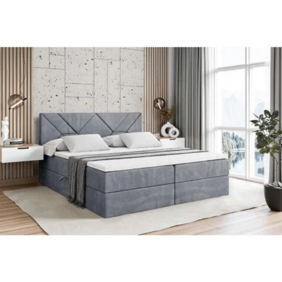 ALTDECOR Boxspringbett APO - Z in Grau, Liegefläche 140x200 cm – Bonellfederkern